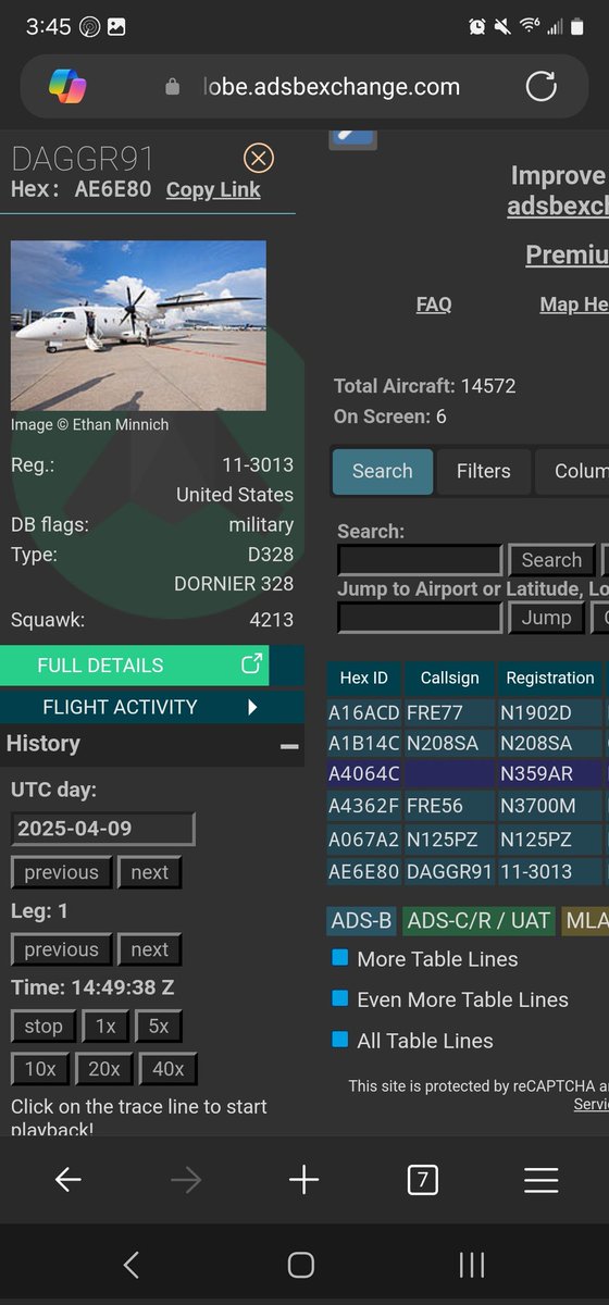 norb420's tweet photo. 19) #AE6E80 as #DAGGR91
#A067A2 as #N125PZ
#A4064C as #MTH9
#A1B14C as #N208SA
#A16ACD as #FRE77
#A4362F as #FRE56
From earlier, not as crazy as yesterday's test but just as interesting. N208SA was up first, flew a couple of different racetrack patterns over Hurlburt Field at 7,775 feet. The two Boeing Beeches were up next; they both set up racetrack patterns on the western edge of the other players' patterns. FRE77 flew at 17,250 feet and FRE56 at 13,250 feet. DAGGR91 and N125PZ were airborne next. DAGGR91 did a rectangular pattern, flying at 9,750 feet. N125PZ did a racetrack pattern on the northern end of DAGGR91's rectangular pattern at 10,750 feet. And finally, MTH9 flew a rectangular pattern inside DAGGR91's pattern at 8,800 feet. DAGGR91 was up at 9:39AM local and landed at 12:17PM for a flight time of two hours and 39 minutes.
https://t.co/lKhcFkVV3J