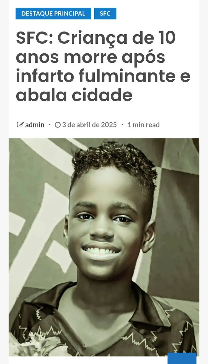 Veruschka2021's tweet photo. Mais uma criança que sofreu um INFARTO!
10 anos!!!
Mais um "CASO ISOLADO" de "mal súbito".
Não gente! Isso NÃO É NORMAL!
Isso é muito triste, não tem como negar o que está acontecendo...
#NovoNormal https://t.co/P8sAp2jsnr
