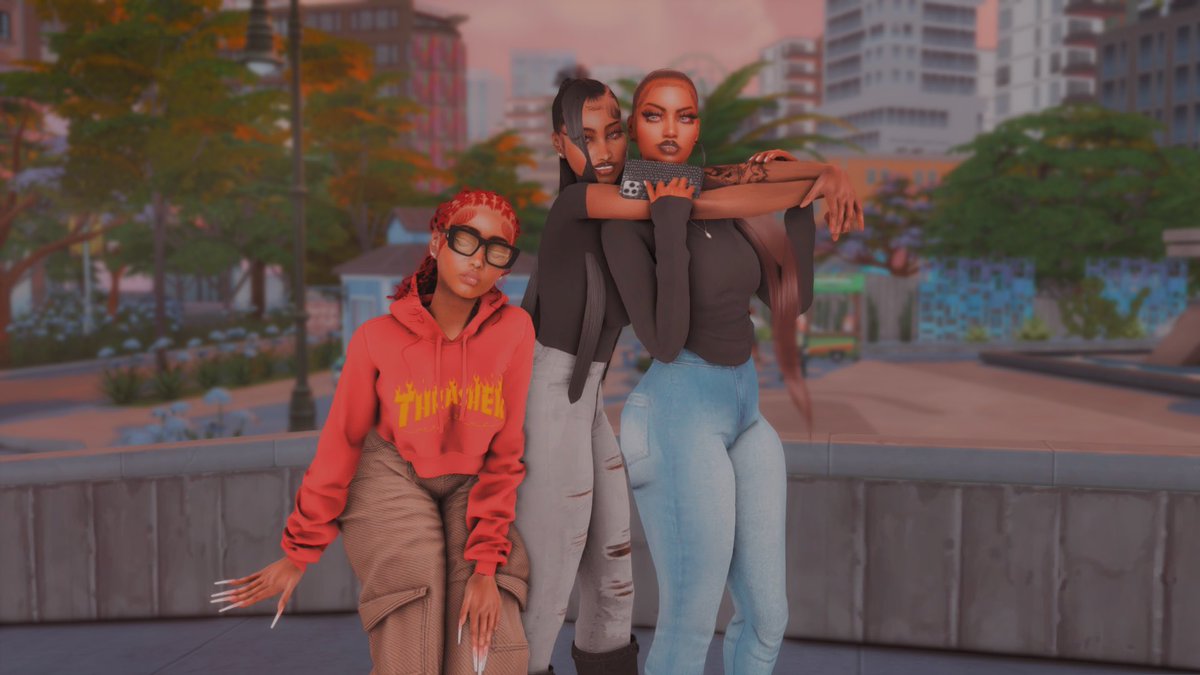 virgosimluva97's tweet photo. The Gang 🤗🥰 Now that they cousin moved to town its really about to be lit !! Big Red , Big Lexie , Julia 😍😍 #Strippas #ShowUsYourSims https://t.co/qN8RvFN9i4