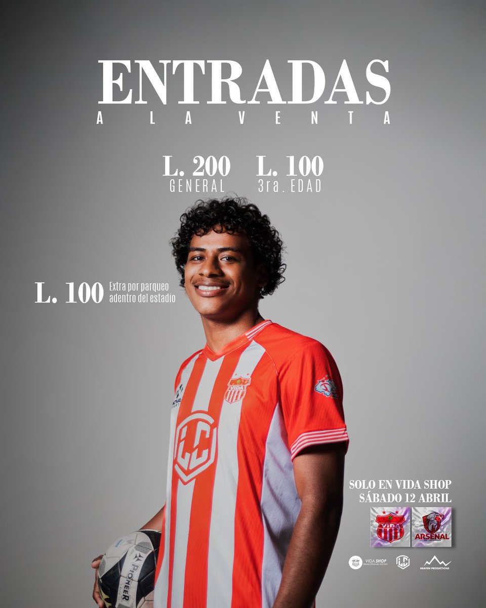 Club Deportivo y Social VIDA (@cdsvidaoficial) on Twitter photo ¡𝗝𝗨𝗘𝗚𝗔 𝗘𝗟 𝗥𝗢𝗝🔴!
.
4to. de final ida
<a href="/LigaDeAscenso/">Liga De Ascenso Oficial Honduras</a>
🥥 Vida vs ArsenalSao
🗓️ Dom. - 13 de abril - 3:00 pm
🏟️ Est. Del Pino
🎟️ General L 200
👴 3ra. edad L 100
🚘 Extra por parqueo adentro del estadio L 100
.
también en taquilla del estadio a partir de las 12:00 pm ¡𝗝𝗨𝗘𝗚𝗔 𝗘𝗟 𝗥𝗢𝗝🔴!
.
4to. de final ida
<a href="/LigaDeAscenso/">Liga De Ascenso Oficial Honduras</a>
🥥 Vida vs ArsenalSao
🗓️ Dom. - 13 de abril - 3:00 pm
🏟️ Est. Del Pino
🎟️ General L 200
👴 3ra. edad L 100
🚘 Extra por parqueo adentro del estadio L 100
.
también en taquilla del estadio a partir de las 12:00 pm