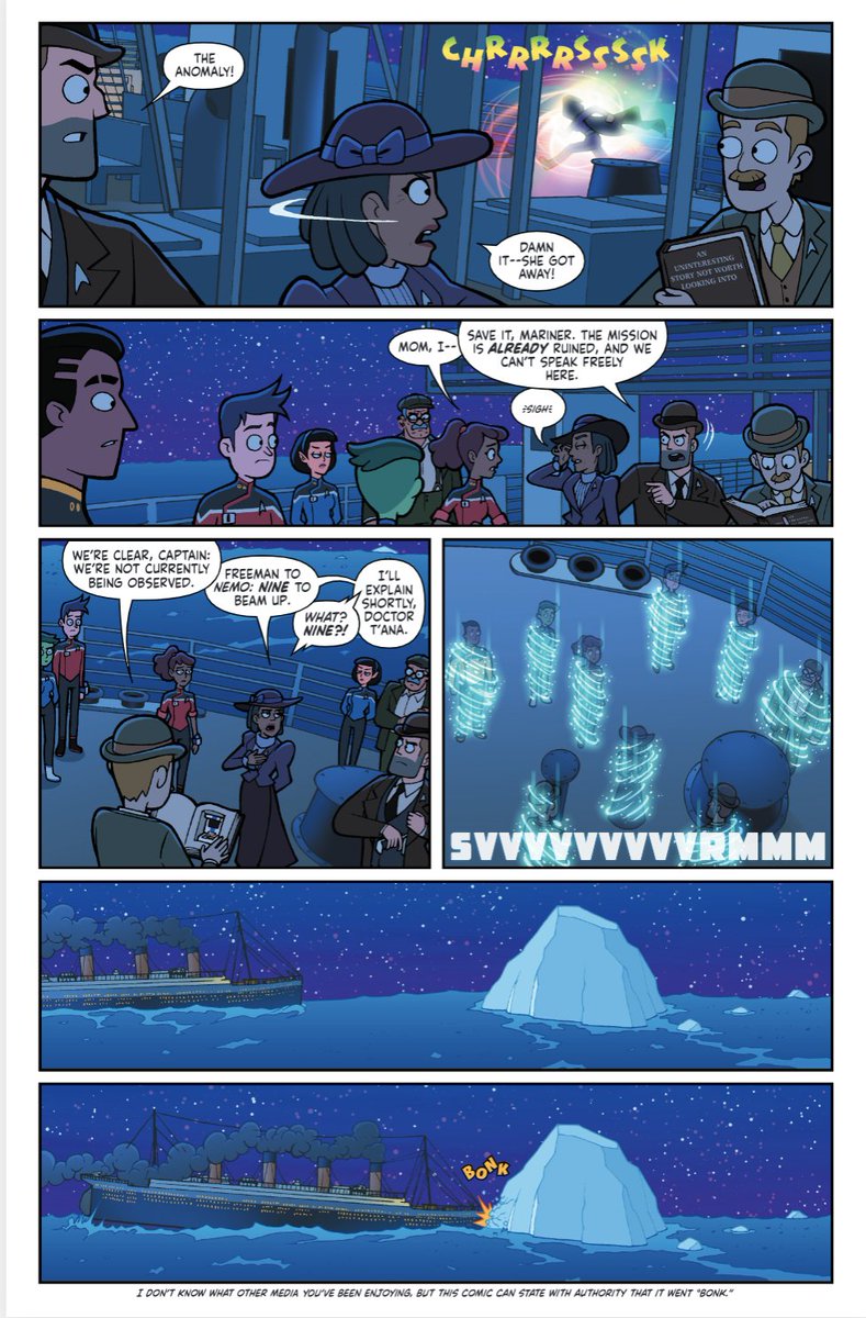 IDWPublishing's tweet photo. #Mariner, #Rutherford, #Tendi, & #Boimler have ended up on the #Titanic!
The time traveler who’s responsible for a deadly wave of Federation rewrites is still at large, and the #LowerDeckers are now further than ever from stopping them.
#StarTrek: #LowerDecks #6 is at LCS! https://t.co/7dS9xpUQeU