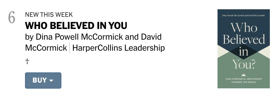 DinaPowellMcC's tweet image. Dave and I are truly so humbled and grateful to learn that Who Believed in You is officially a New York Times Bestseller!
Thank you to all of the people who believed in this movement. If we all invest in one person, we can change the world.
Please keep sharing your stories…