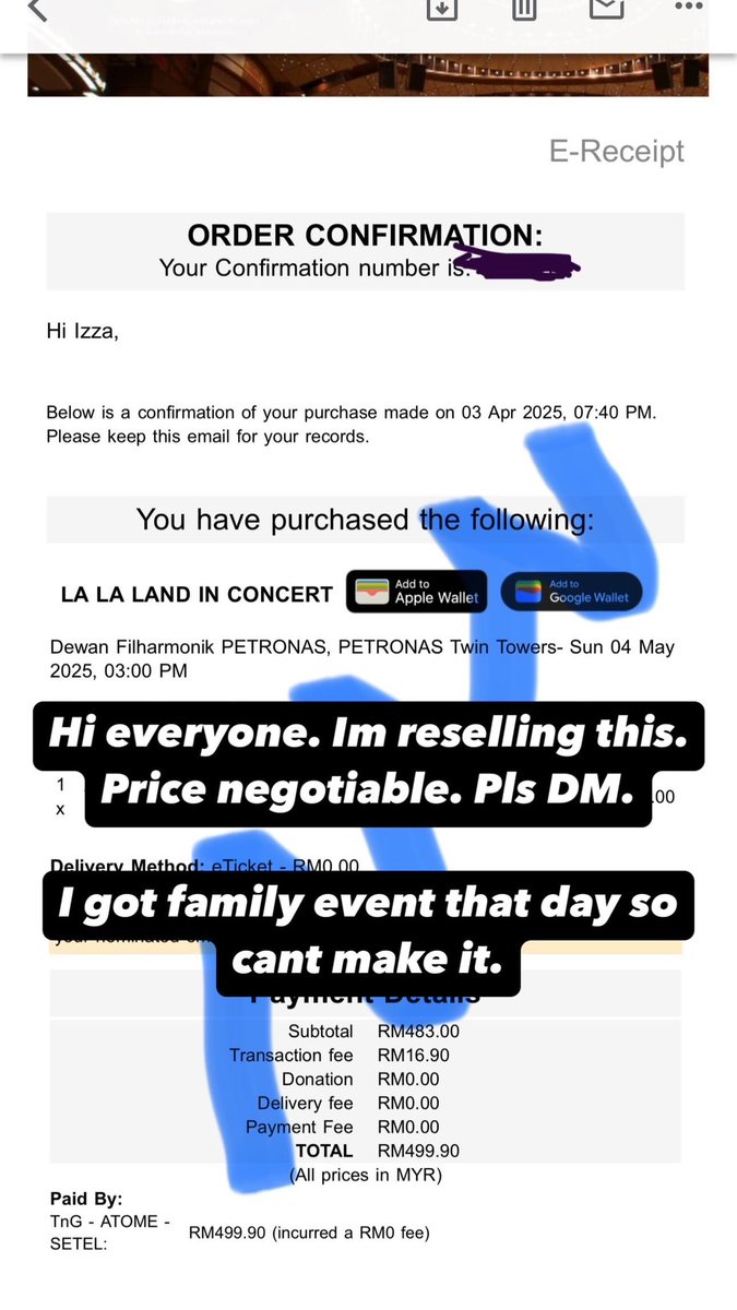 fancyanxiety's tweet photo. Hi Everyone!
I have one (1) tix to La La Land in Concert (KL MPO KLCC) to let go!

- original price RM499, letgo price RM480 (negotiable)
- I thought i wanted a solo date but this could be your solo date!
- reason to let go: family wedding 😭

PM if interested! #ticketforsale https://t.co/GcGbmldqAm