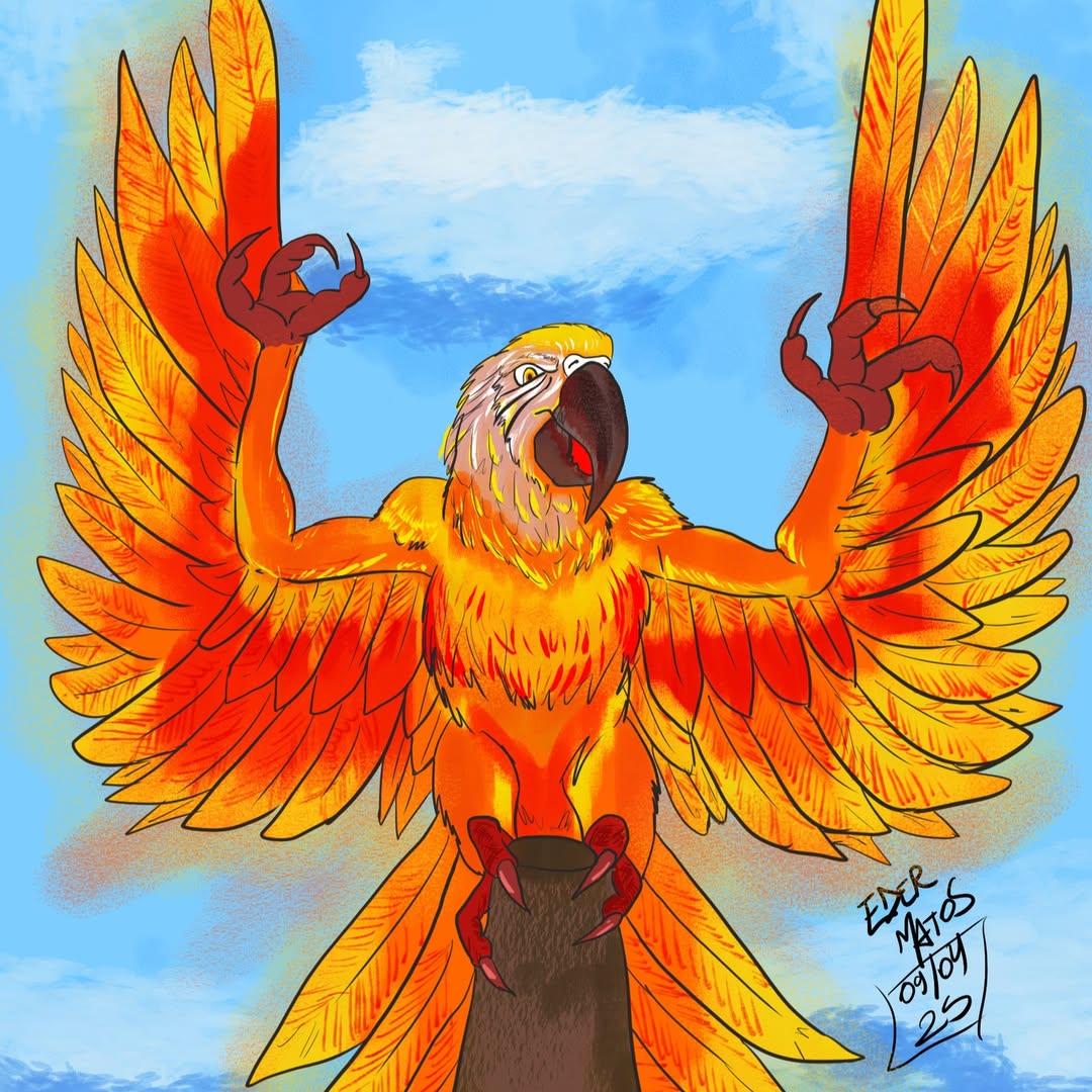 Edermn's tweet photo. Arara Flamejante feito com o auxilio do aplicativo ClipStudio @clipstudioofficial e mesa digitalizado Wacom @wacom_brasil @wacom. Para participar do 43º concurso internacional. 
#cspcontest43 #cspcontest43 https://t.co/zayRXEKb13