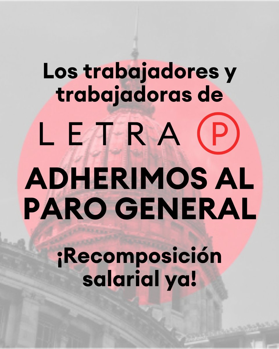 LetraPCI's tweet photo. ADHERIMOS AL PARO GENERAL 📢 Exigimos una justa recomposición salarial y que se escuche nuestro reclamo 

@sipreba @SiPreBo @PrensaFATPREN  #Paro10A #RecomposiciónSalarialYA https://t.co/7Hqwig4jub