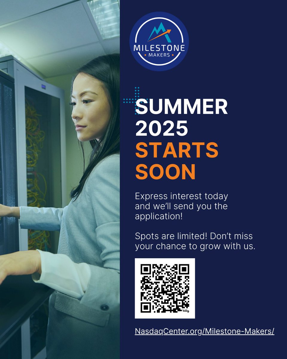 📢 Apps Now Open: Summer 2025 Milestone Makers Cohort
Building a business at the intersection of health and innovation? Focused on healthtech, digital health, mental health or wellness? #MilestoneMakers is here to help you grow.
📅 Apply by EOD April 21
nasdaqcenter.org/milestone-make…