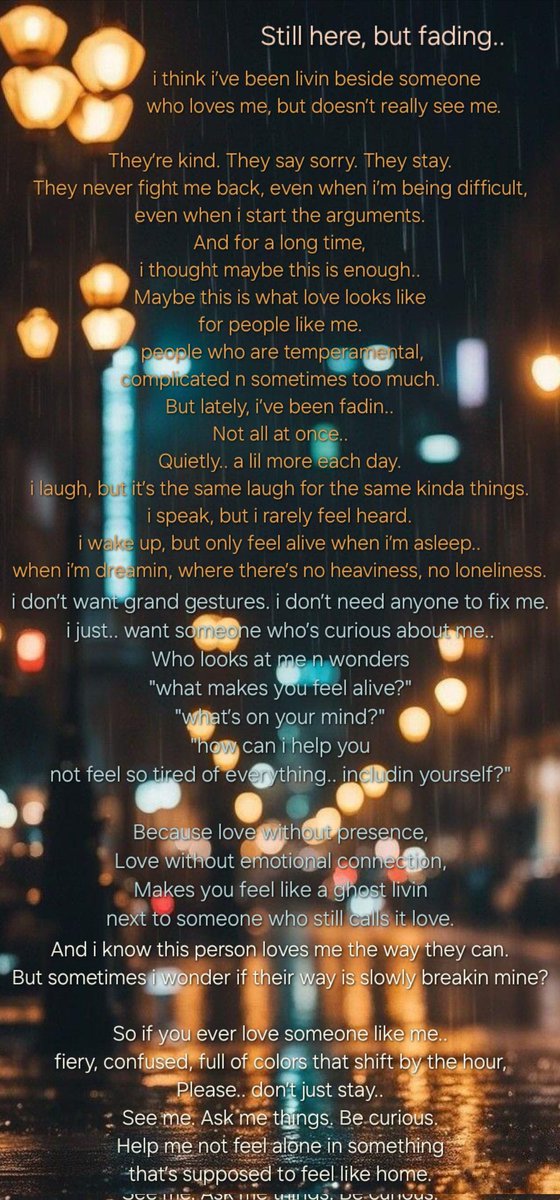 TomtomTheTabby's tweet photo. Passivity doesn’t shout, doesn’t hurt, doesn’t leave.
It just stays.. until you realize you’ve been starvin next to someone who keeps forgettin to feed your soul.

April, 2025.

#WordsFromTheVoid
#WritingToFeel
#LeftUnread https://t.co/jcUo76IpMV