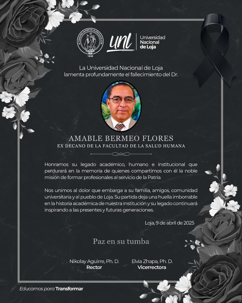 ¡ Adiós apreciado Amable!
La Transformación Universitaria lleva su memoria,  legado y convicción por la educación superior pública.

Nos solidarizamos con su familia, amigos y de manera especial con la comunidad universitaria.

Hasta siempre camarada.