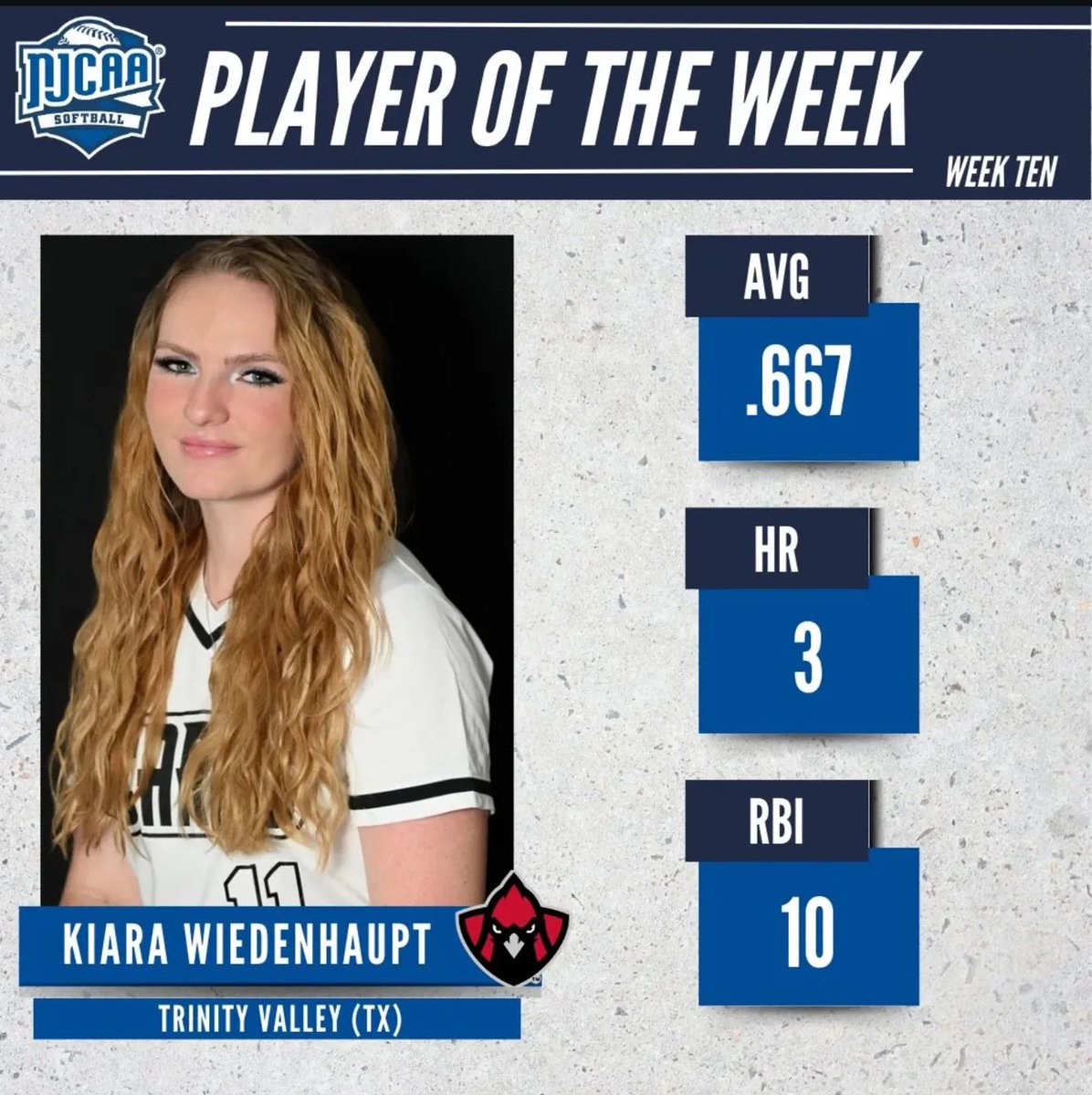 NJCAA D1 Player of the Week 🥎🥎 
Thank you <a href="/NJCAASoftball/">NJCAA Softball</a> !!