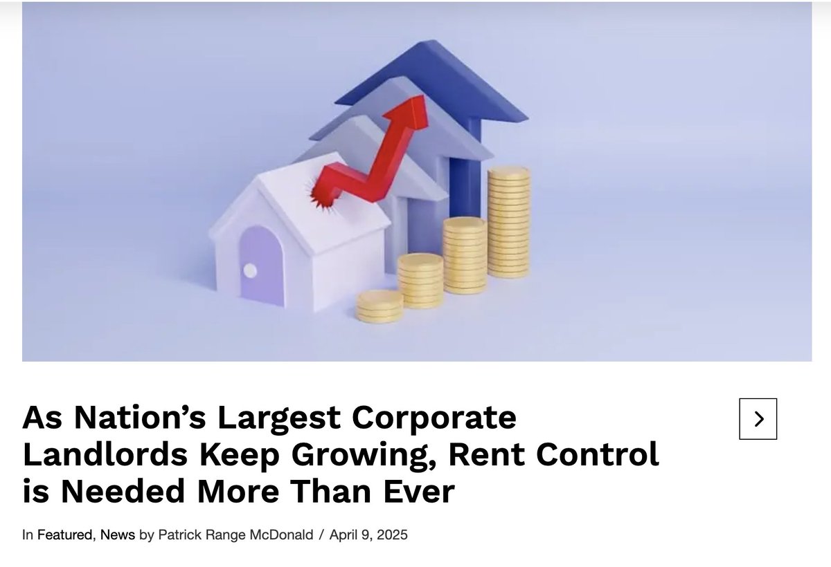 HousingHumanRt's tweet image. A new top 50 list shows corporate landlords are only growing.

It further underlines the need for #RentControl.

Rent control is the only tool that will rein in predatory corporate landlords. housingisahumanright.org/as-nations-lar…