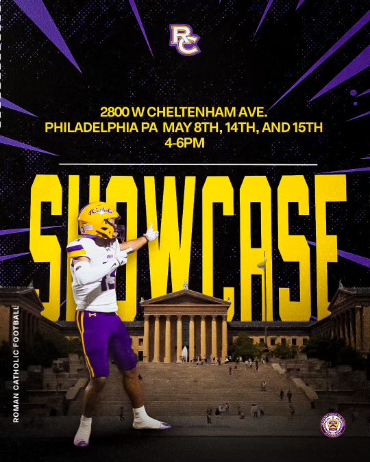 Recruit Roman Catholic (@rcfbrecruiting) on Twitter photo All college coaches and media are welcomed to attend. Please RSVP with <a href="/RomanCatholicHC/">Coach Prete</a> or <a href="/NextLevelQBs/">Marcus Hammond - NLG (Next Level Greats)</a> #RCity💜💛 All college coaches and media are welcomed to attend. Please RSVP with <a href="/RomanCatholicHC/">Coach Prete</a> or <a href="/NextLevelQBs/">Marcus Hammond - NLG (Next Level Greats)</a> #RCity💜💛