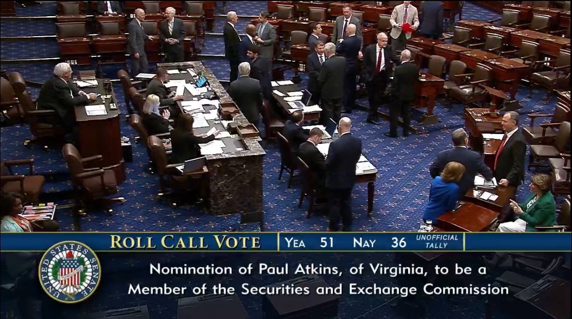 mrnguyen007's tweet photo. 🚨 🚨 BREAKING NEWS:

US Congress has voted to nominated Paul Atkins as new US SEC Chairman. 🗳 🇺🇸 

BOOOOOOM! 🔥 🔥 🔥 🔥 🔥 https://t.co/VXVTRBhef5