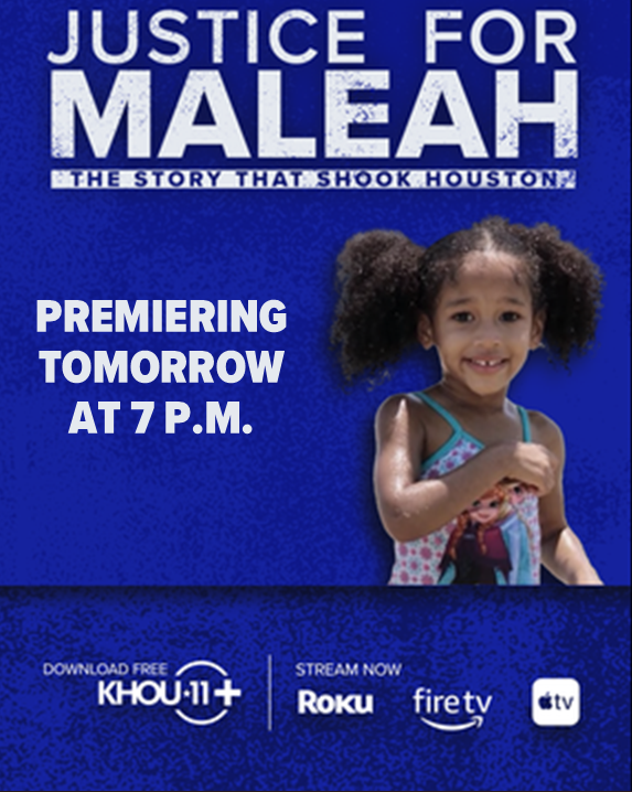 KHOU's tweet photo. JUSTICE FOR MALEAH DAVIS:
The 4-year-old’s case broke hearts across Houston. Now, 6 years later, KHOU 11+ takes you inside the investigation that shocked the city. Premieres tomorrow at 7 p.m. How to download KHOU 11+ on your TV and watch for free: https://t.co/b75tpBt4eq https://t.co/HyttMDI5Xd