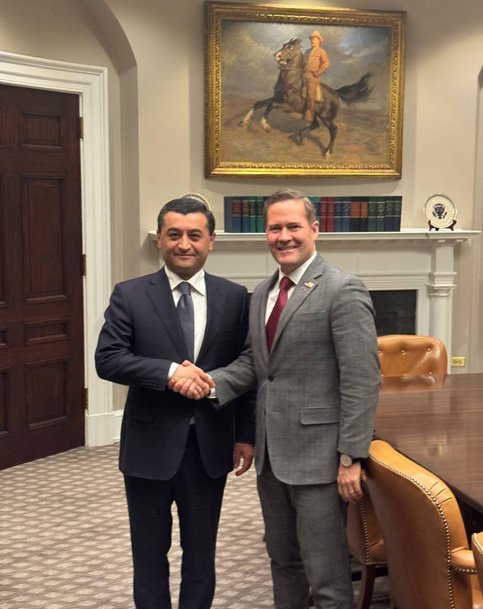 We had a constructive and candid meeting with U.S. National Security Advisor H.E. @MichaelGWaltz today in #Washington, D.C. Discussed a wide range of regional and international topics, reaffirming our shared commitment to deepening the Strategic Partnership between #Uzbekistan
