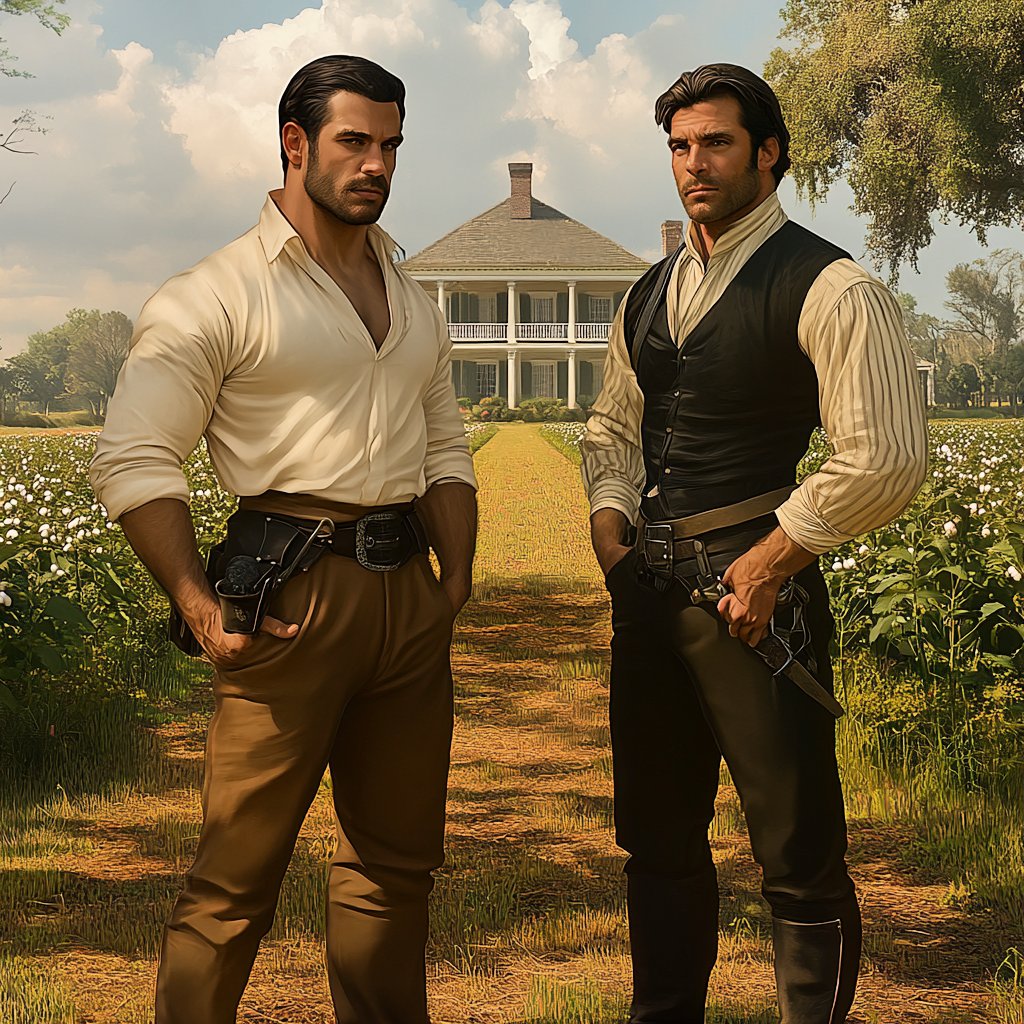 historyhadpower's tweet photo. The master of the cotton plantation has given his overseer full license to indulge himself whenever that hunger of desire became to great. All that black muscle was intoxicating. #GayBDSM #RacePlay #BlackMuscle #MenPutToLabor https://t.co/C0O2tKgmlL