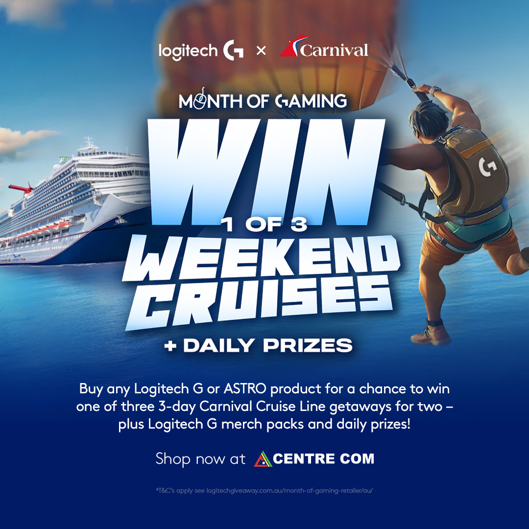 Upgrade your setup &amp; set sail! 🌊 We're giving 3 winners a 3-day Carnival cruise + Gaming Merch Pack 🛳️ And 30 others will win a $100 Prezzee eGift Card DAILY in April! 🎉

Enter now: ow.ly/SQ1w50VxUcX