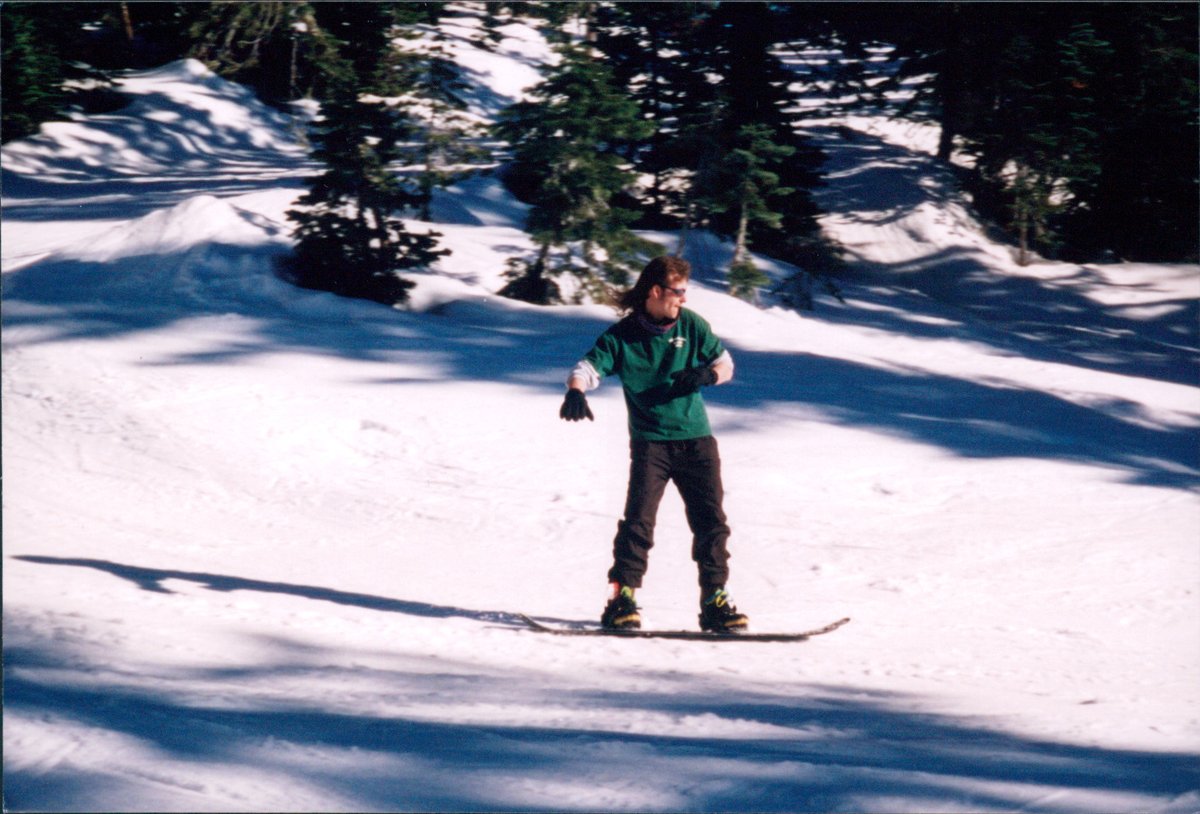 90's pic of me snowboarding.  Great form