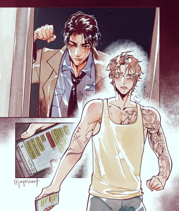 comic inspired by 过桥米线 - danmei about a police officer and an undercover informant. A lil smth I drew for fun✨ 