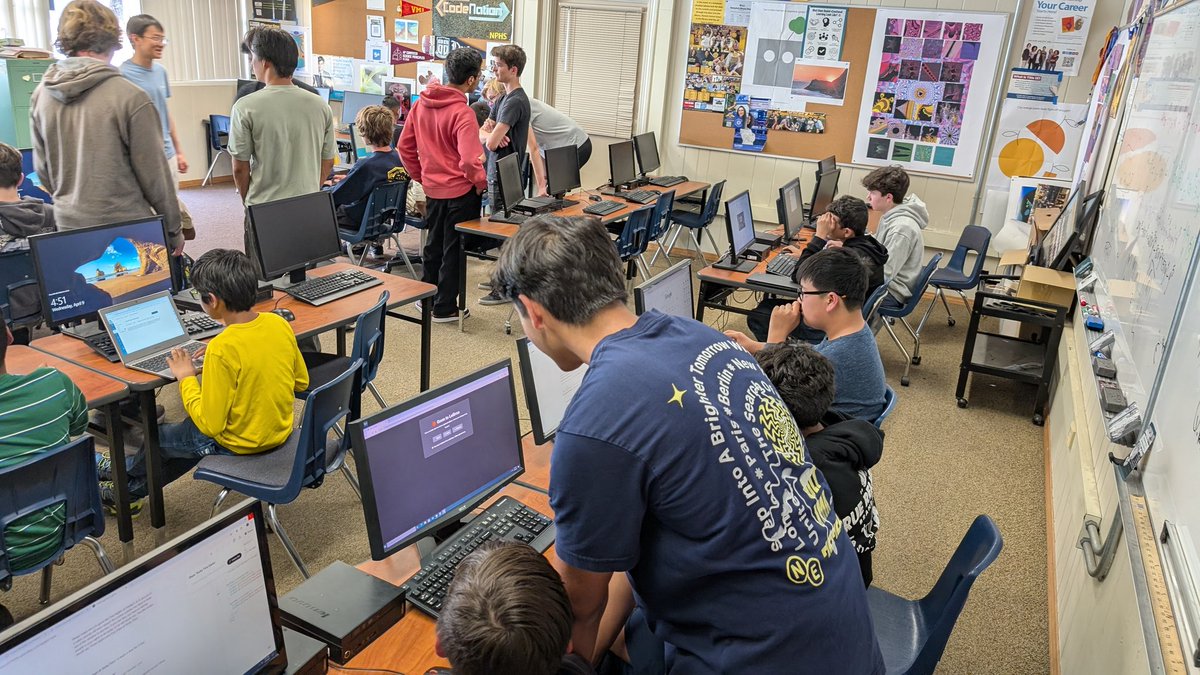 kickrg's tweet photo. #CodeNation2025 comes to a close after much computer science communication and collaboration between #NPHSPanthers and #CVUSD middle school students. #PantherPrideNPHS @csteachersorg @CSTAGLA @CSforCA @a2zk12cs @CSForIL @CSTA_IE @cs4allcps @NPProwler @NPHSPantherTV @NPPrincipal11 https://t.co/sXABHP3ede
