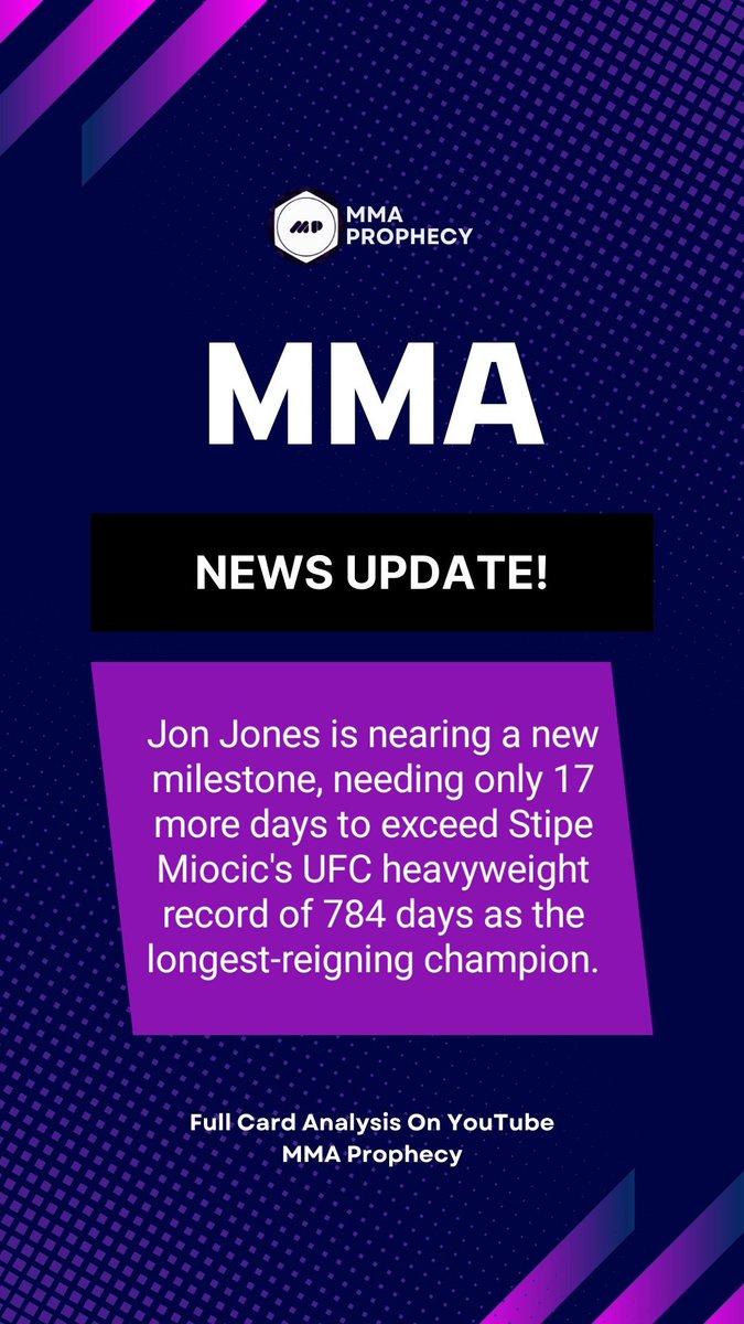 MMAprophecy's tweet photo. What are your thoughts? With only 1 heavyweight title defence Jon Jones is set to become the longest-reigning heavyweight champion. Where do you rank this among other heavyweight champions with more title defences?
#ufc #jonjones #mma #mmanews #ufcnews #mmaprophecy https://t.co/Q8aowy8Nmw