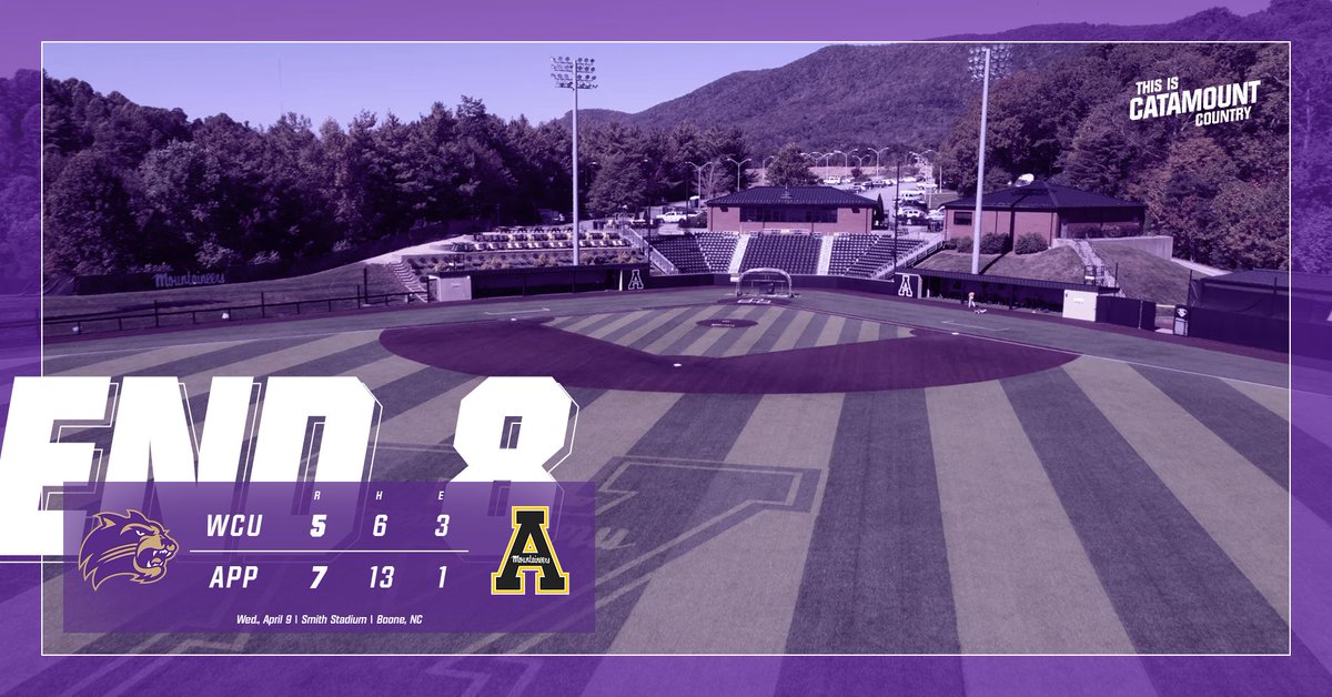 CatamountBSB's tweet photo. END 8TH - Mountaineers 7, @Catamounts 5
A second-straight inning with a double-play thwarts any comeback attempt as we continue to trail by a pair; Trent Turner erases a bases-loaded jam with a 63DP as we #GoToTheNinth in Boone. #RallyCats
#CatamountCountry | #DiamondCats https://t.co/BKNts8vtEu
