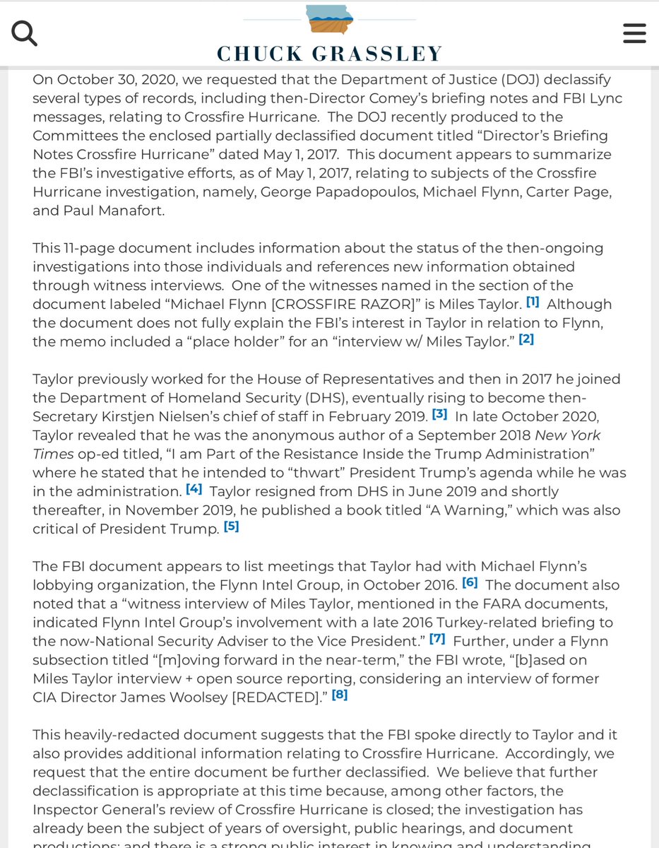 MrsCsCookies's tweet photo. .@POTUS Memo suspending any active security clearance held by Miles Taylor &amp; his associates 👀

The FBI document appears to list meetings that Taylor had with .@GenFlynn’s lobbying organization, the Flynn Intel Group, in Oct 2016. https://t.co/hh1vMMzvTv

https://t.co/91gBbW2xsF https://t.co/8BvYpZtbVi
