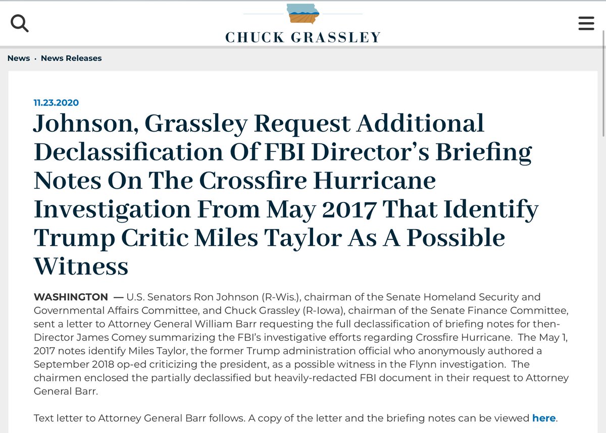 MrsCsCookies's tweet photo. .@POTUS Memo suspending any active security clearance held by Miles Taylor &amp; his associates 👀

The FBI document appears to list meetings that Taylor had with .@GenFlynn’s lobbying organization, the Flynn Intel Group, in Oct 2016. https://t.co/hh1vMMzvTv

https://t.co/91gBbW2xsF https://t.co/8BvYpZtbVi