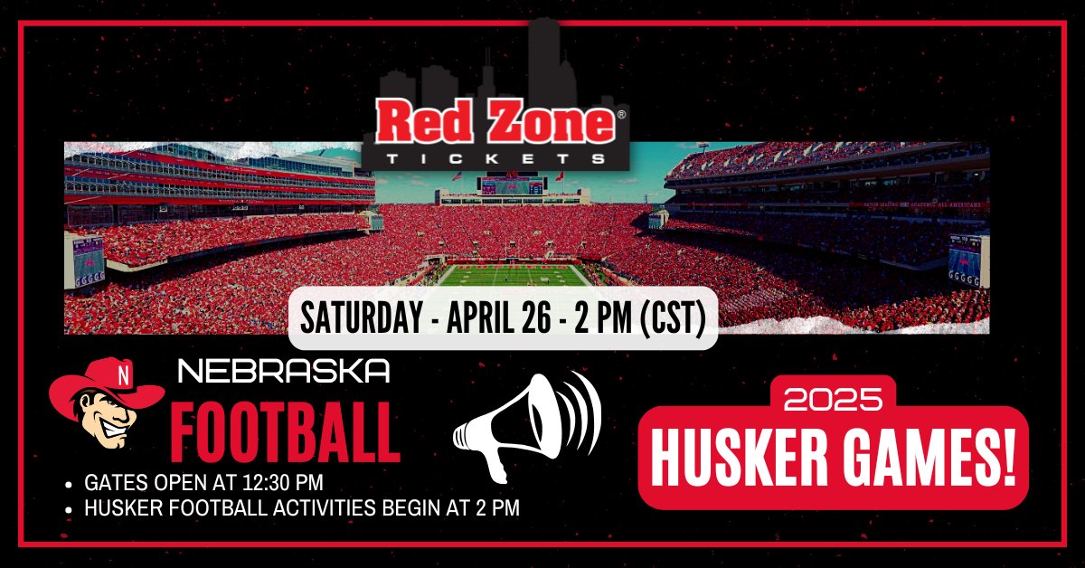 RedZoneTickets's tweet image. Nebraska Football's Spring Game has become the first ever Husker Games!

Gates open at 12:30 PM and the day is loaded with all things Huskers!  #GBR #Huskers #huskergames #skillscontest #flagfootball #competitions #nebraska #football 

🎟️: redzonetickets.com/tickets/7027540