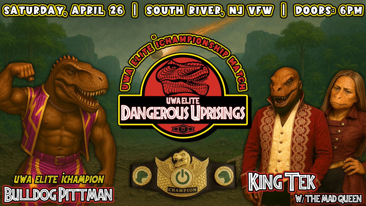 The UWA Elite iChampionship will be on the line at Dangerous Uprisings when Bulldog Pittman defends against "The Red Lion" King Tek! Will Bulldog Pittman continue his reign as iChampion or will he be the latest UWA Elite Allstar to fall victim to "The Great Awakening"? Find out