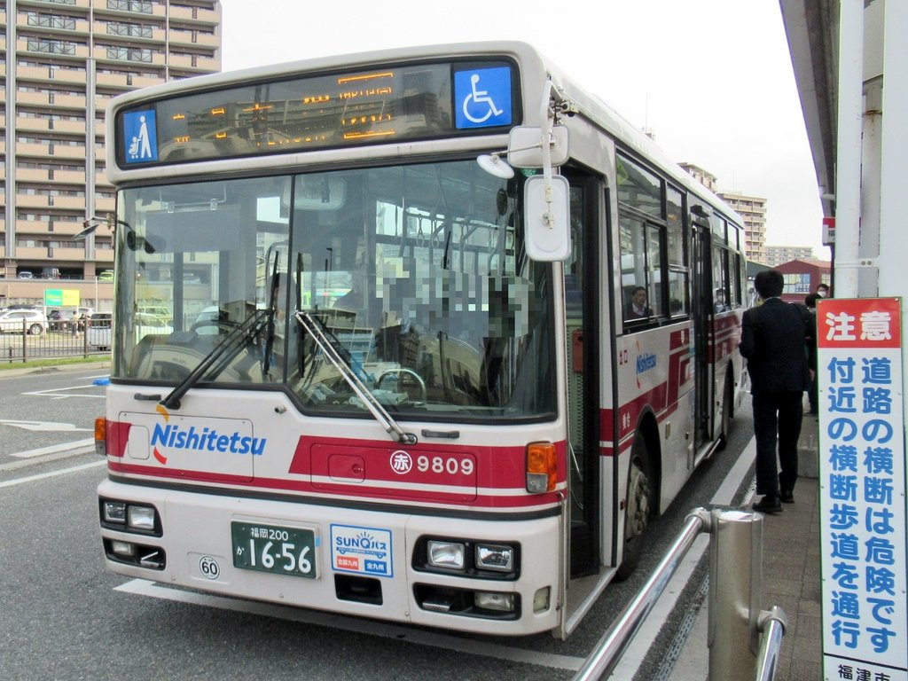 西鉄バス赤間第2営業所9809 26A 天神(三丁目)行 先日、壱岐営業所から