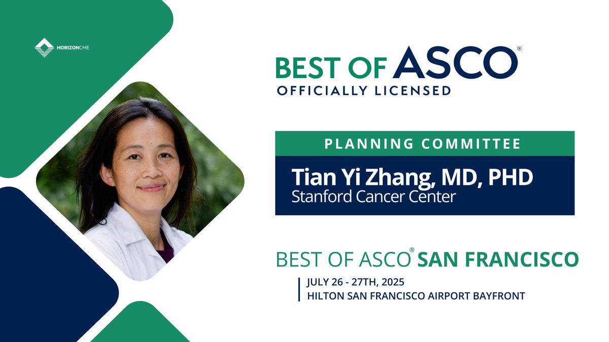 Horizon CME (@horizoncme) on Twitter photo 🔔 We're looking forward to Best of ASCO San Francisco with planning committee member Dr. Tian Yi Zhang (of <a href="/StanfordMed/">Stanford Medicine</a>)!
Don't miss this Official Annual Meeting Review of the American Society of Clinical Oncology® (ASCO®). Join us in San Francisco this July.
🌐 REGISTER TODAY: 🔔 We're looking forward to Best of ASCO San Francisco with planning committee member Dr. Tian Yi Zhang (of <a href="/StanfordMed/">Stanford Medicine</a>)!
Don't miss this Official Annual Meeting Review of the American Society of Clinical Oncology® (ASCO®). Join us in San Francisco this July.
🌐 REGISTER TODAY: