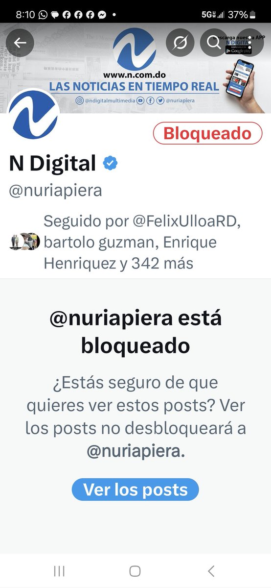 Seguimos Bloqueando a Nuria la Perversa.