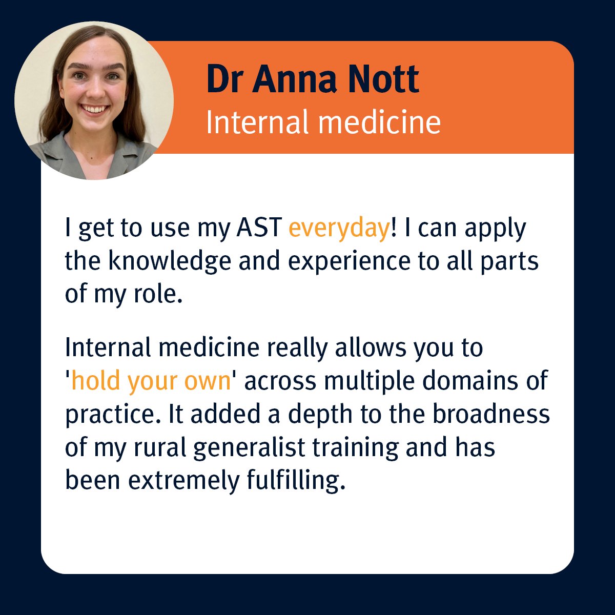 Want to see where advanced skills training (AST) in internal medicine can take you?

⏰ Apply for AST by 3 pm on Monday 28 April 2025 (AEST): bit.ly/3CQAcTz
#FindYourCalling #InternalMedicine
