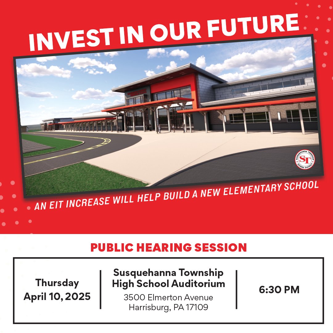 Join us tomorrow evening for a public hearing session regarding the proposed tax change and new elementary school. The meeting will be held in the high school auditorium at 6:30PM.