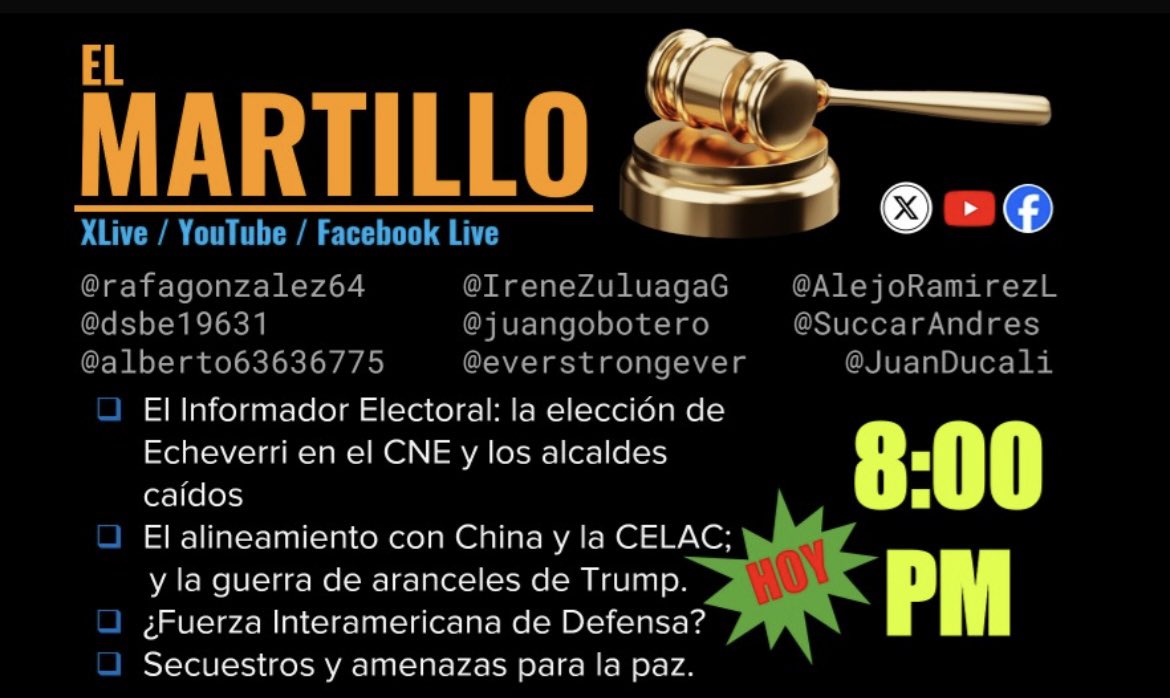 AlejoRamirezL's tweet photo. Hoy, a las 8 PM los esperamos en https://t.co/WrEsT7RkJT https://t.co/4dmrRUXVf4 para que analicemos el polémico nombramiento del nuevo magistrado Caldense @CNE_COLOMBIA Álvaro Echeverry entonces contratista de cpña @petrogustavo ; también, la Guerra arancelaria @realDonaldTrump https://t.co/rfq0EALbjI