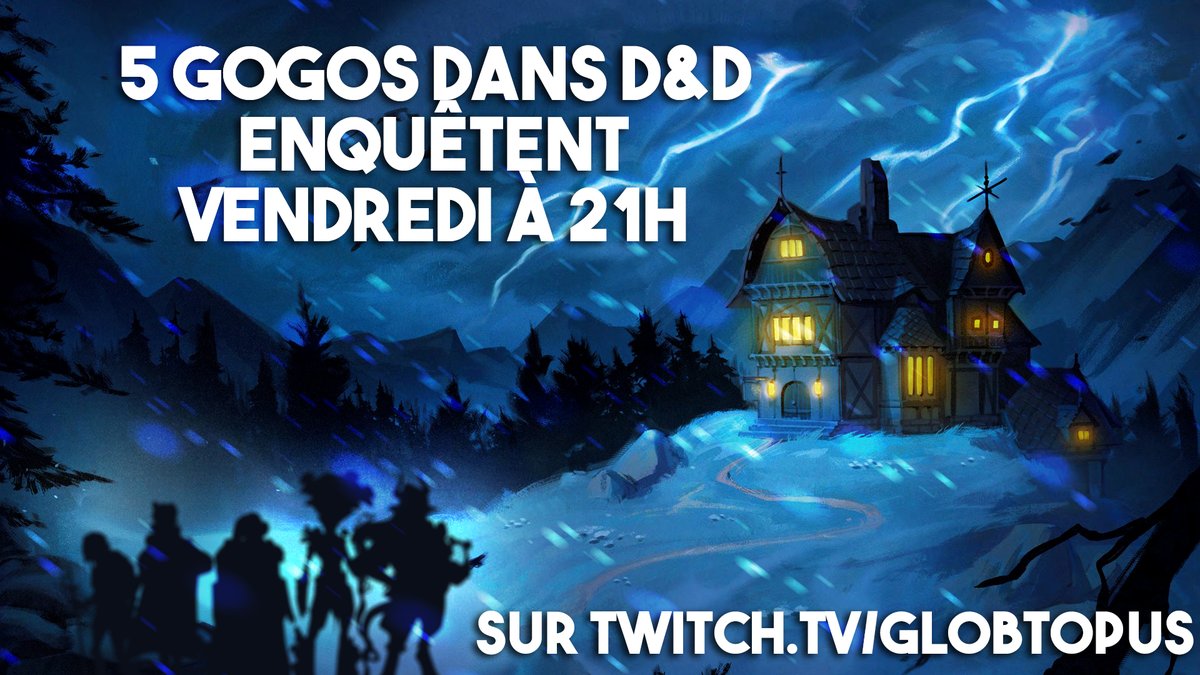 globtopus's tweet photo. Un étrange meurtre dans une auberge perdue au milieu des forêts montagneuses.
Une tempête qui bloque tout le monde.

Non, nous ne sommes pas dans Agatha Christie !
Mais bien dans D&amp;D !

RDV demain pour la suite de notre campagne DnD, sans combat mais pleine de fun et de mystère ! https://t.co/FpuxMTIjm0