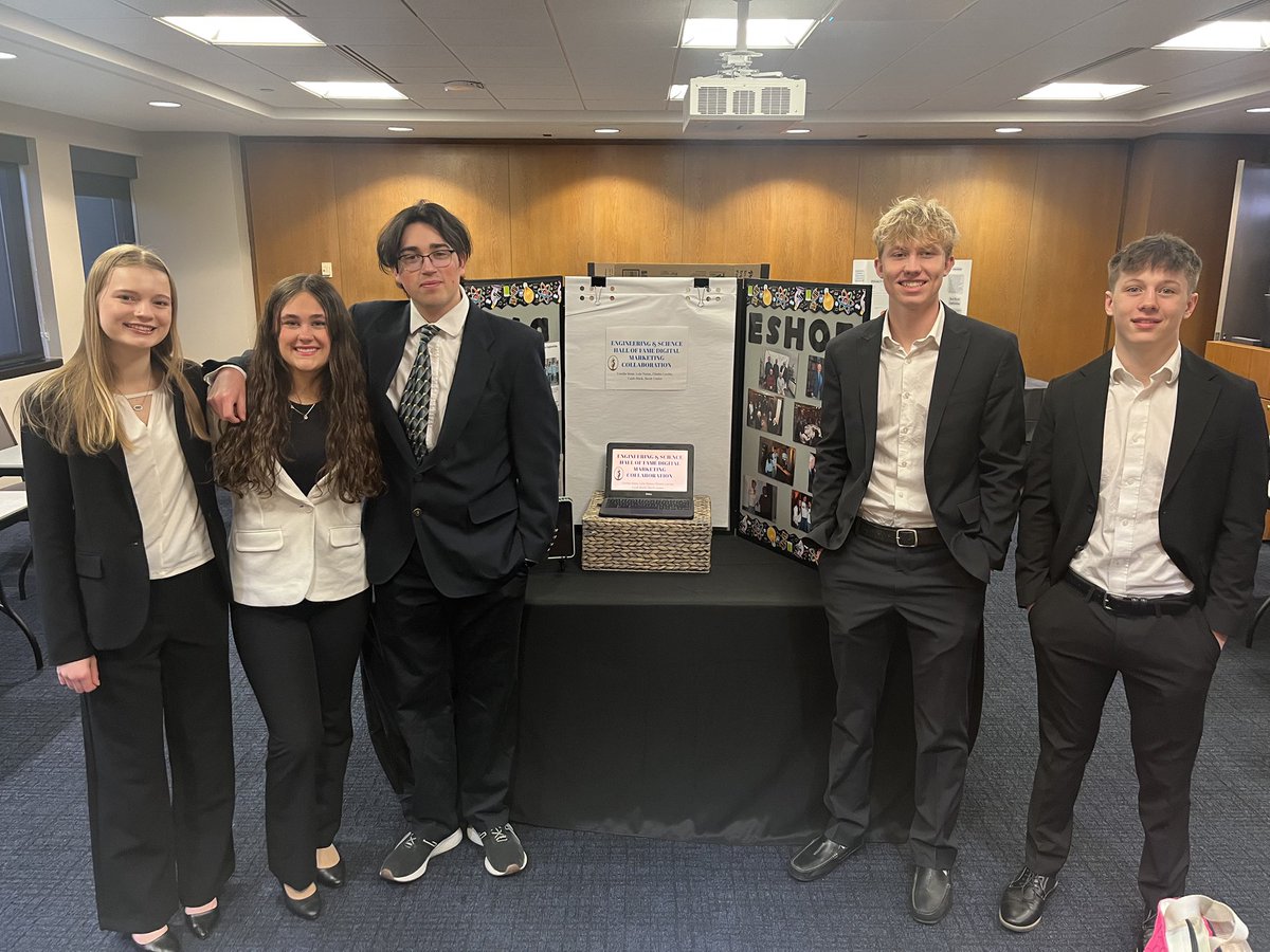 Our Engineering and Science Hall of Fame Social Media Team competed at The Sinclair TechPrep Showcase yesterday, earning Runner- Up in the Marketing Category. Congrats to juniors Cece, Lola, Charlie, Caleb &amp; Brock &amp; our other Fairmont CTC programs that competed! #ESHOF