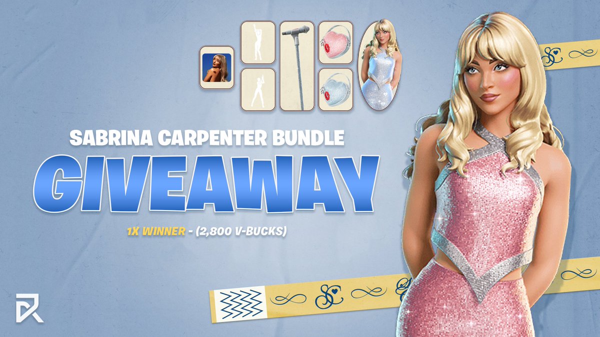 PromotionJuicy's tweet photo. 💝 SABRINA CARPENTER BUNDLE GIVEAWAY 💝

❤️• Follow me
♻️• Like + Retweet 
💬• Comment " DONE "

#Fortnite https://t.co/CcaosfYST6