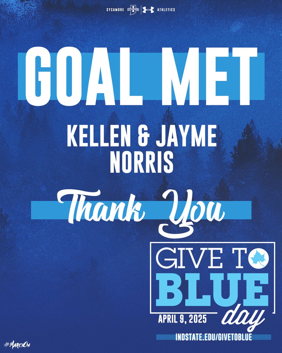 🚨𝐆𝐎𝐀𝐋 𝐌𝐄𝐓 🚨

Time to go get that workout in!

Thank you to Kellen &amp; Jayme Norris for your challenge and to the 10 Donors who helped unlock their $2,500 gift.

#MarchOn x #GiveToBlue25