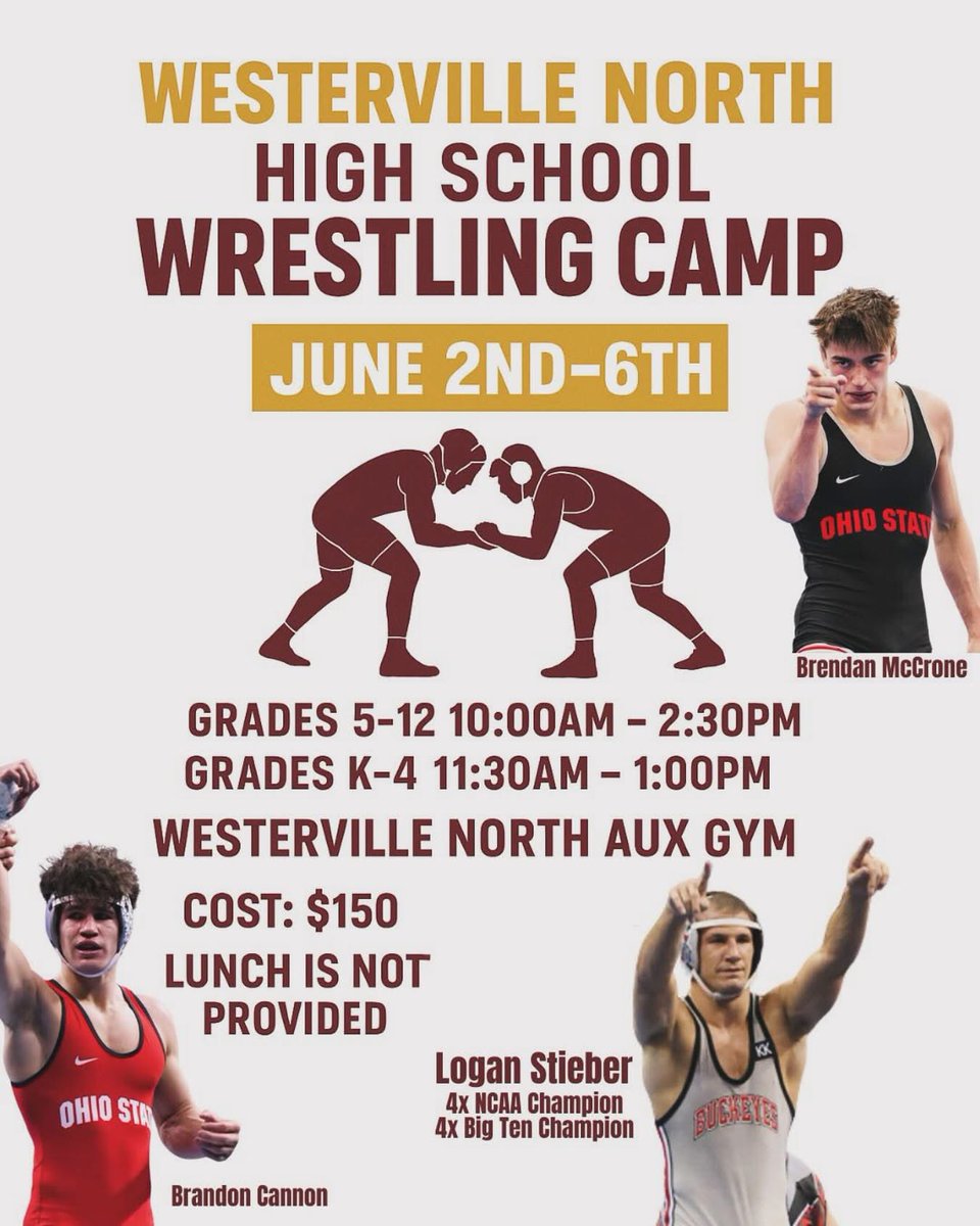 InsideTheCircle (@insidethe360) on Twitter photo Got some great clinicians coming to the W. North camp this summer! This year’s camp will have a heavy focus on mat wrestling.
***You can register on Westerville Hometown Ticketing.***
Hope to see you there!
<a href="/WNHS_Wrestling/">WNHS Wrestling</a> Got some great clinicians coming to the W. North camp this summer! This year’s camp will have a heavy focus on mat wrestling.
***You can register on Westerville Hometown Ticketing.***
Hope to see you there!
<a href="/WNHS_Wrestling/">WNHS Wrestling</a>