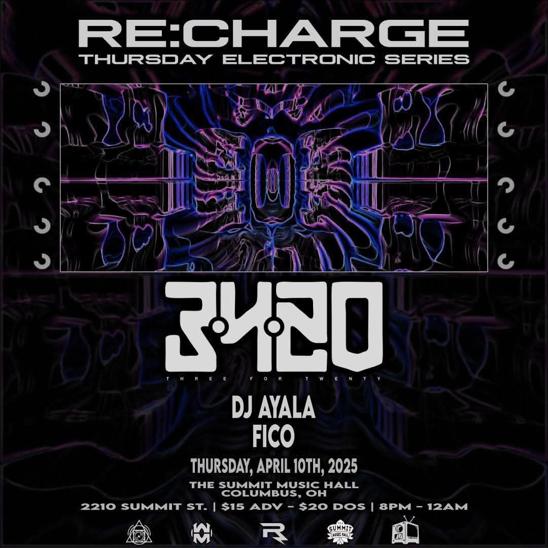 Tomorrow's <a href="/rechargecbus/">Re:Charge Thursdays</a> we've have <a href="/3420music/">3420</a> throwing down at The Summit! 

Support for the night being held down by Dj Ayala and Fico!

$15 dollar tickets below 👇🏼