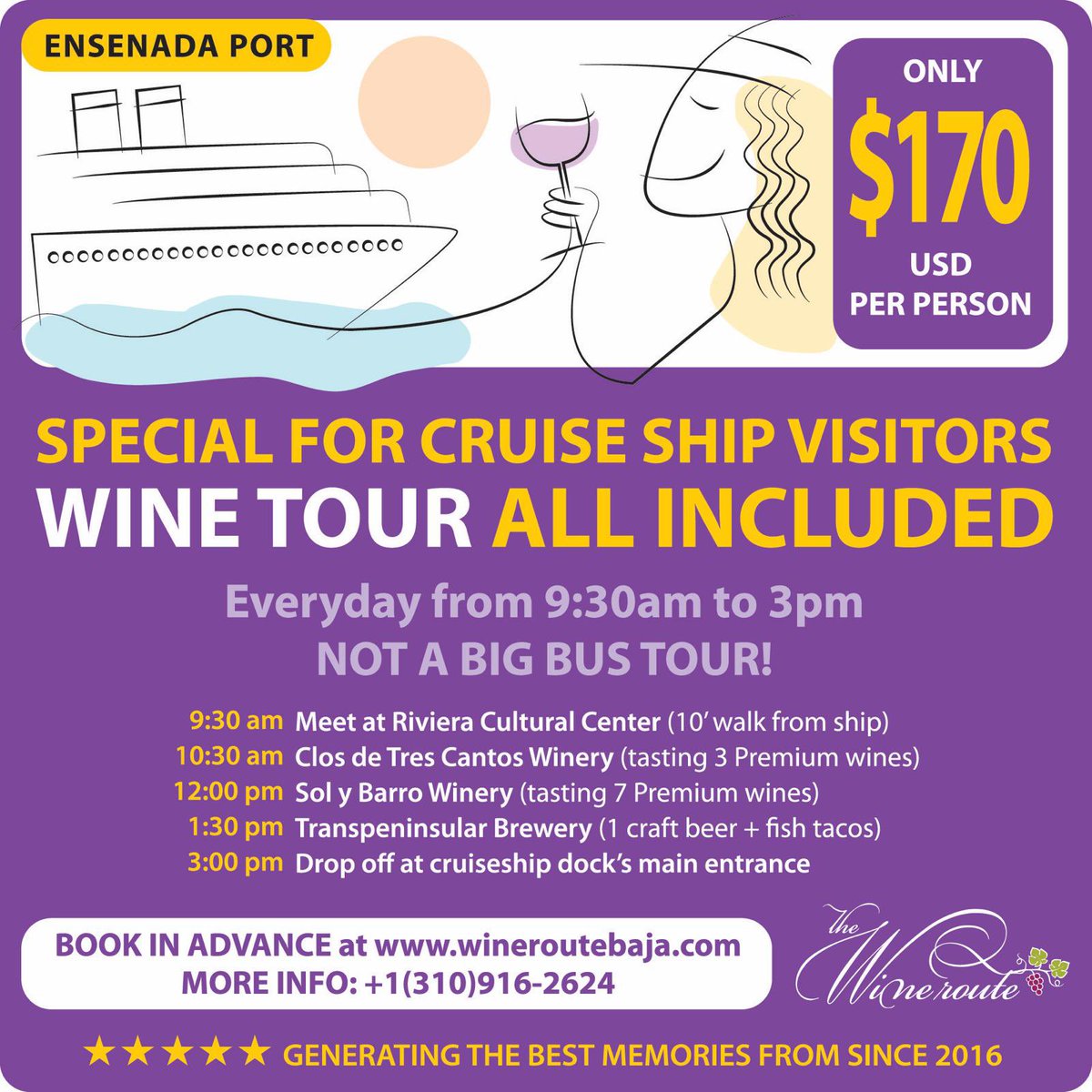 #WineLovers #WineJourney #WineKnowledge #thewineroute #ValleDeGuadalupe #TravelTip #Ensenada #cruiseship #carnivalcruise #disneycruise wineroutebaja.com