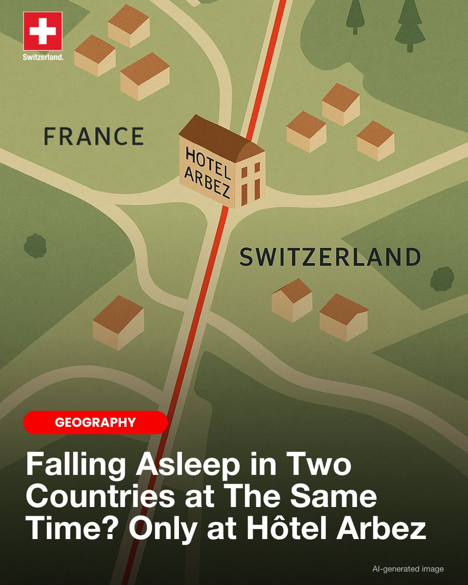 At the Hôtel Arbez, you’re sleeping with your head in Switzerland and your feet in France.

Tucked away in the Jura mountains, this one-of-a-kind hotel was built right on the border, with a room split cleanly between the two countries. 

Today? Two tax systems, two sets of laws…