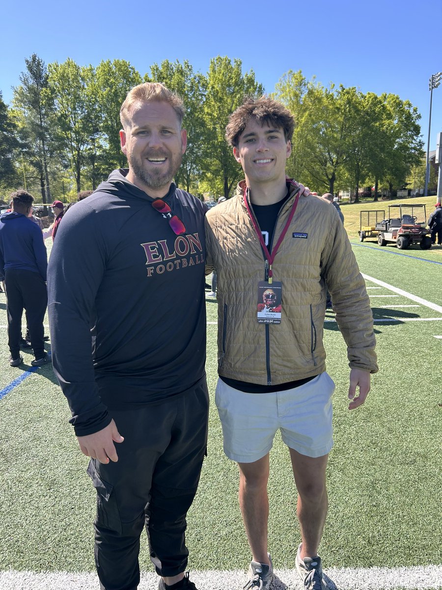 CullenBurch26's tweet image. Had a great day visiting Elon today. Loved the competitiveness and intensity at practice. Good luck in the spring game Saturday. Wish I could be there. Thanks @CoachMChristian @TonyTrisciani @ElonFootball @CappsHal @Coach_Stad for having me today. Look forward to camp this…