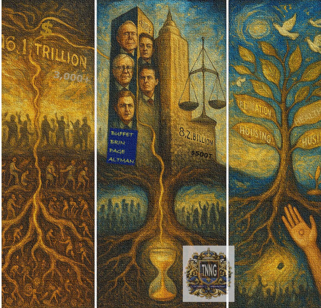 NNobilities's tweet photo. Elite Collectors: "The Tree of Shared Prosperity" — A Nuanced Ode to Wealth’s Duality 

Own the only monumental triptych that critiques extreme inequality while celebrating transformative philanthropy—where Gates-like branches fund education, housing, and healthcare. A masterpiece dissecting how the top 0.1% commands 45% of $500T, yet seeds hope through altruism.

Golden Thread of Humanity: From labor’s roots to philanthropy’s canopy, this work interrogates power and potential—asking collectors: What legacy will you amplify?

🌐 Claim This Cultural Keystone: https://t.co/k2ETmyrXEW
1/1 Original. Legacy Secured.
#HighValueArt #WealthNarrative #PhilanthropicArt #Masterpiece