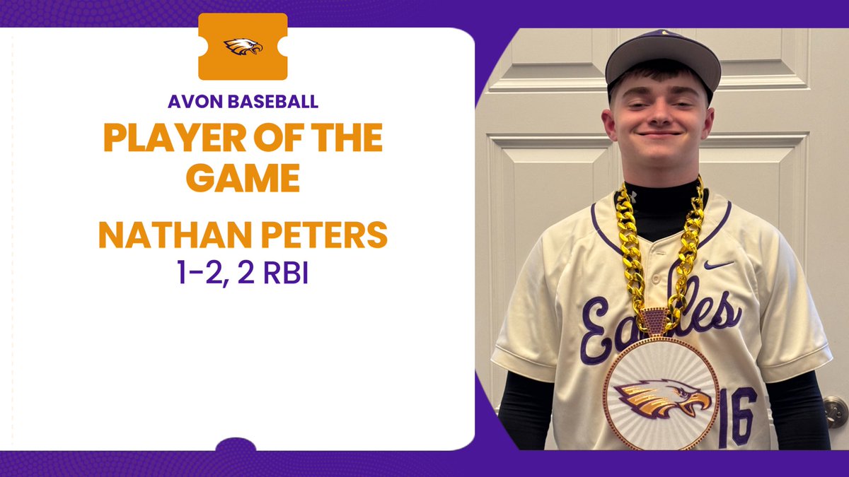 John Rosser (@coach_jrosser) on Twitter photo My guy came in clutch today with a 2 out 2 RBI single to give the Eagles the lead and the W! That’s why he is POTG!! Super proud of his hard work in the box and behind the plate today! <a href="/NathanPeters09/">Nathan Peters</a> <a href="/baseball_avon/">Avon Baseball</a> <a href="/avoneagles/">avoneagles</a> My guy came in clutch today with a 2 out 2 RBI single to give the Eagles the lead and the W! That’s why he is POTG!! Super proud of his hard work in the box and behind the plate today! <a href="/NathanPeters09/">Nathan Peters</a> <a href="/baseball_avon/">Avon Baseball</a> <a href="/avoneagles/">avoneagles</a>