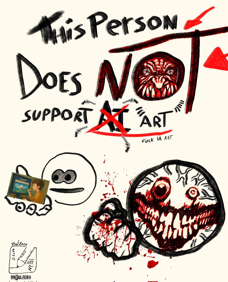ryulmorto's tweet photo. I.A DOES NOT MAKE ART 👍

It "dumbfies" people, not giving value to real art, and liking everything that this machine does, simply cease the ability to see the beauty of art, in short, no beauty in this world.
#noai #aiart #ghibli #ghibliart #ghiblitrend #aighibli #noaiart https://t.co/ZnlQYFRjNv
