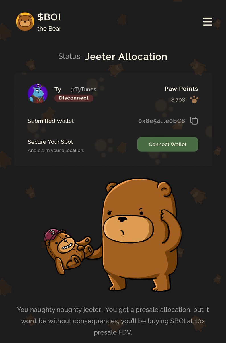 FadingCons's tweet image. 早餐新聞 📰

Boithebear 的預售結果已經公佈！

在此檢查您的 $BOI  👇

boithebear.io

您有 48 小時的時間來完成交易 !