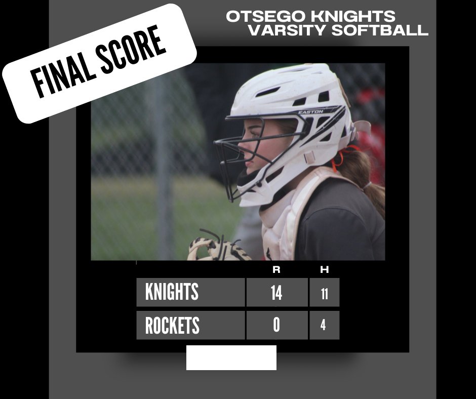 The Lady Knights got a huge NBC win in 5 innings. They scattered 11 hits lead by Riley Rowe (2B, HR, 6 RBIs), Ally Hoffman, Janelle Brooks and Kenna Jones each had 2 hits. Gracie Zsigray added a double for the Knights. Riley Rowe gave up 4 hits while striking out 6 in the circle.