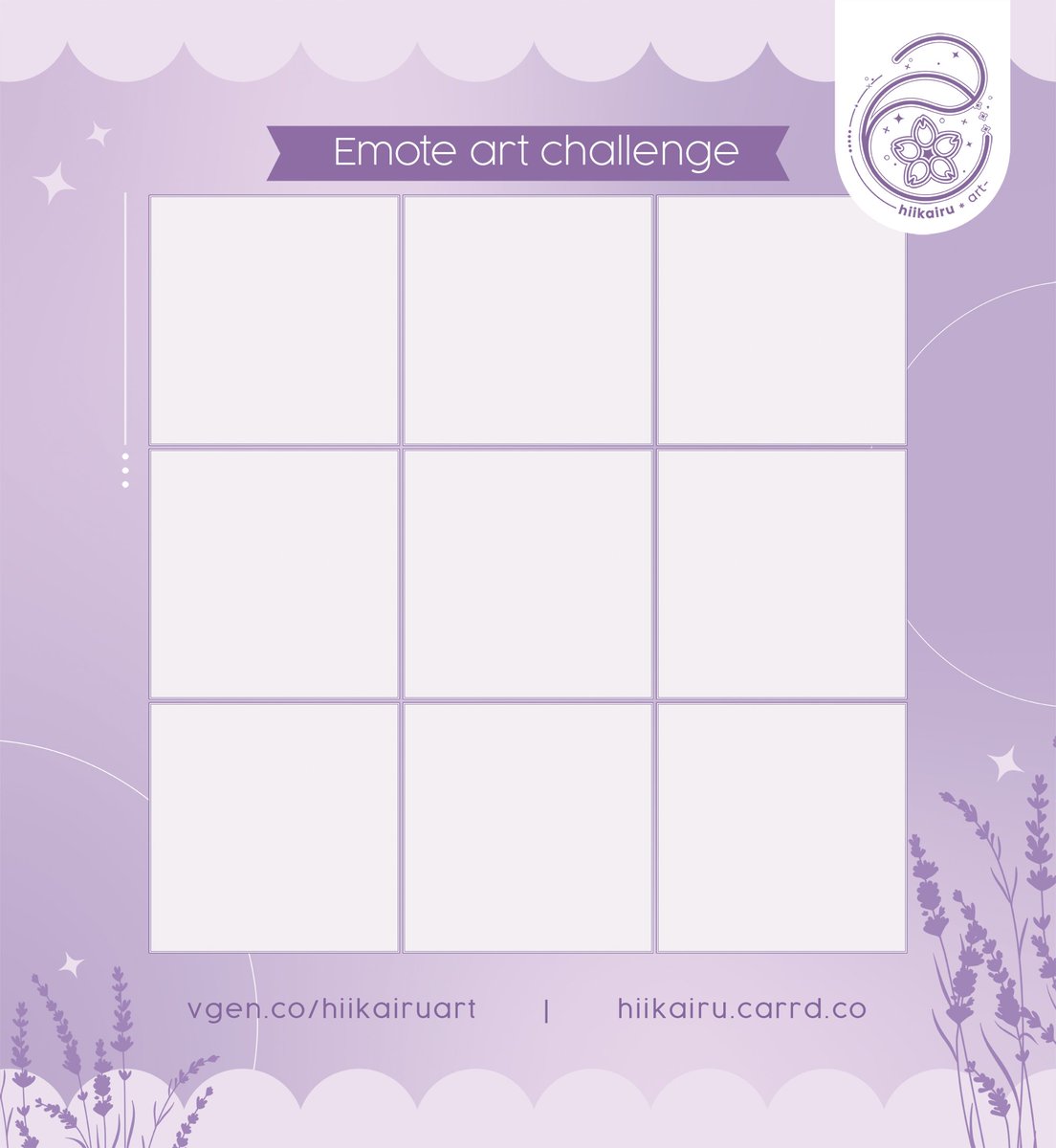hiikairuart's tweet photo. °𓏲⋆🌿. ⋆⸜ 🪻˚
Custom emote challenge!

I want to practice my emote art style so i'm giving away a few emotes until I use all blank squares.

Rules:
- Like &amp; RT this post
- Comment with your OC/Vtuber + 2 emojis so I can get inspo to make them.

#artraffle
Details next ↓ https://t.co/Mtqr96mrXw